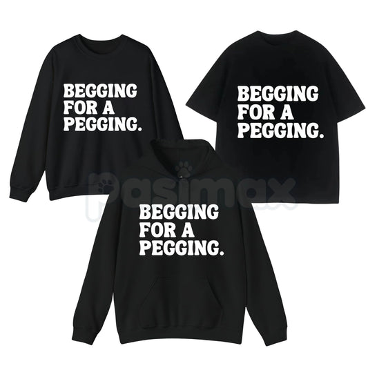 "Begging for A Pegging" Funny Letter Print T-Shirt – Adult Humor Graphic Tee, Unisex Sweatshirt & Hoodie-Pasimax