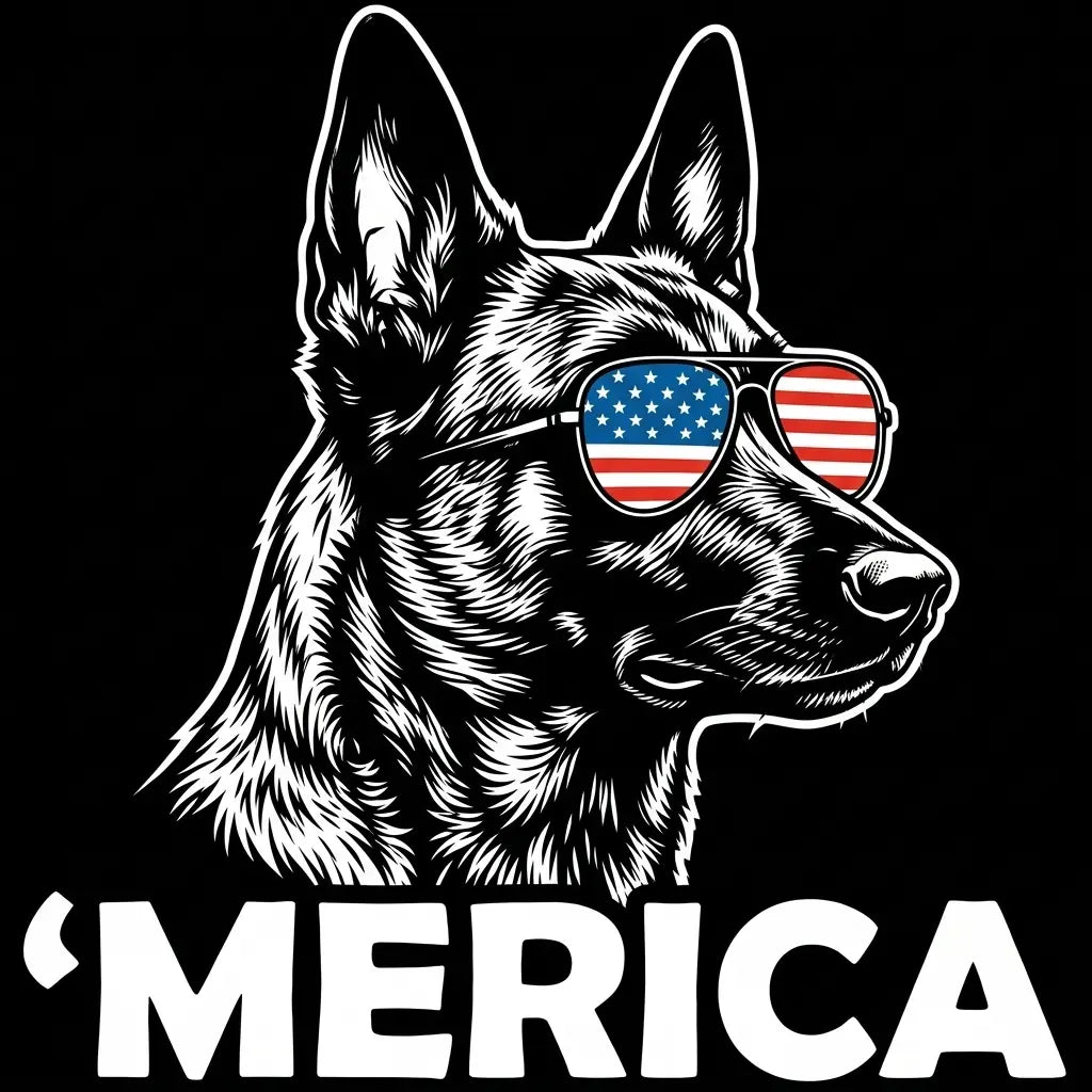 Comfort Colors® Patriotic Dog 4th of July T-Shirt – Funny "Merica" Golden Retriever & Australian Shepherd Shirt, Retro Independence Day Dog Lover Tee