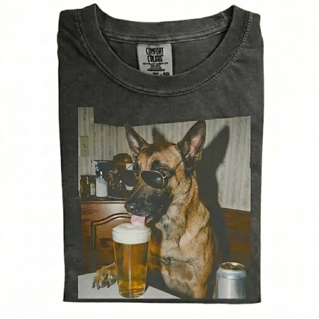 Comfort Colors® Custom Dog Breeds Drinking Beer T-Shirt – Vintage 90s Funny Edgy Dog Meme Tee, Aesthetic Retro Brewery Lover Dog Dad Gift Top