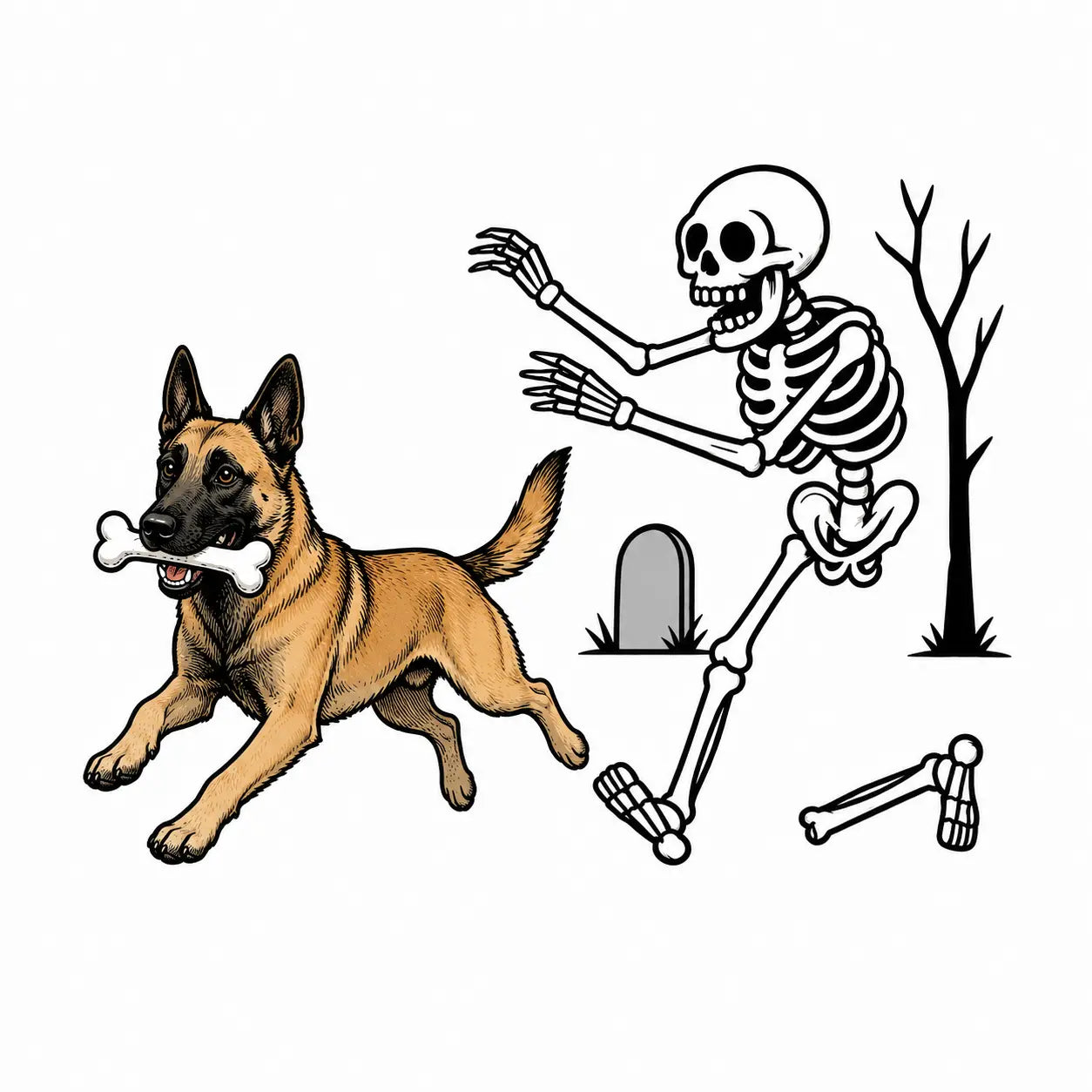 Comfort Colors® Dog Breeds Halloween Skeleton T-Shirt – Funny Spooky Season Pet Lover Graphic Tee, Retro Aesthetic Dog Costume Unisex Top