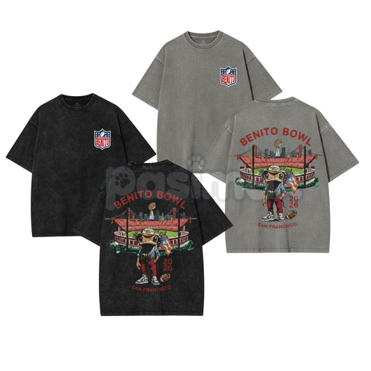 Benito Bowl 2026 Vintage Washed Graphic Tee – Bad Bunny Inspired Retro Music Merch-Pasimax