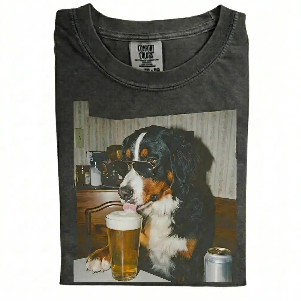 Comfort Colors® Custom Dog Breeds Drinking Beer T-Shirt – Vintage 90s Funny Edgy Dog Meme Tee, Aesthetic Retro Brewery Lover Dog Dad Gift Top