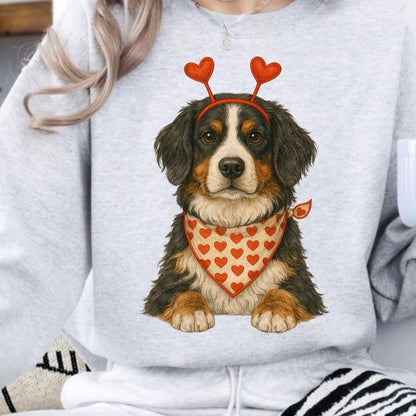 Valentine's Dog Sweatshirt | My Dog is My Valentine Crewneck | Retro Puppy Heart Graphic Jumper | Dog Mom Valentine's Day Gift