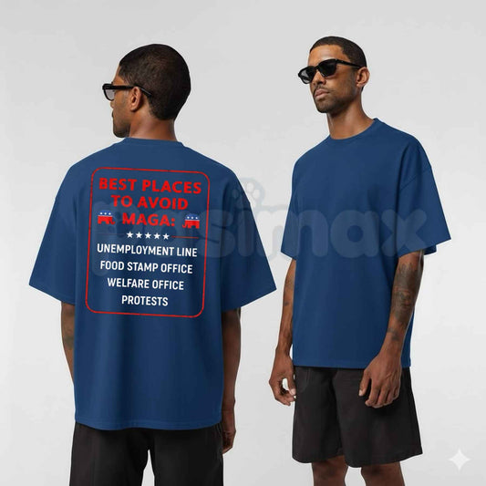 Best Places To Avoid MAGA T Shirt – Funny Liberal Political Satire Tee, Sarcastic Democrat Anti MAGA Unisex Classic Vintage Cotton Shirt-Pasimax