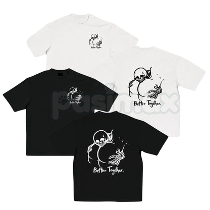 "Better Together" Minimalist T-Shirt - Cute Couples Matching Graphic Tee, Premium 100% Cotton Aesthetic Script Top, Meaningful Wedding or Anniversary Gift, Soft Lived-In Heavyweight Casual Wear, Made in USA Unity Statement Shirt-Pasimax