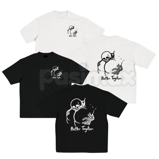 "Better Together" Minimalist T-Shirt - Cute Couples Matching Graphic Tee, Premium 100% Cotton Aesthetic Script Top, Meaningful Wedding or Anniversary Gift, Soft Lived-In Heavyweight Casual Wear, Made in USA Unity Statement Shirt-Pasimax