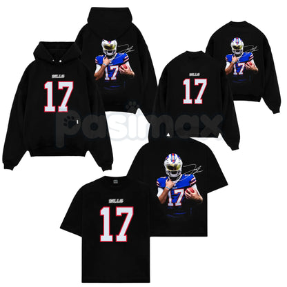 Bills Mafia Fit – Josh Allen 17 MVP Cotton Hoodie, Soft & Comfortable Sweatshirt and T-Shirt-Pasimax