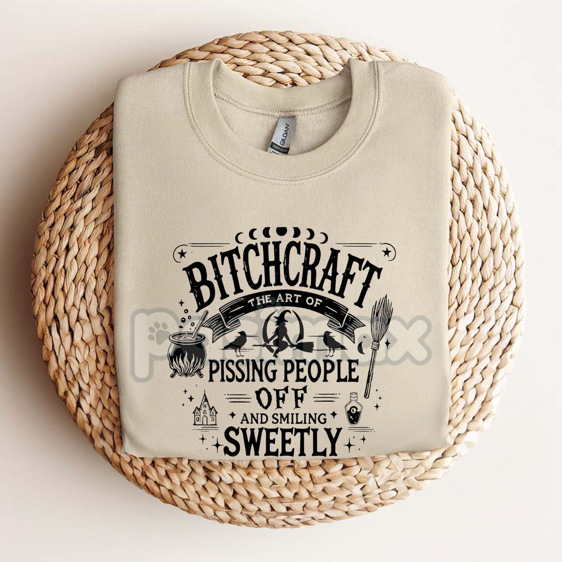 Bitchcraft Adult Humor Casual T-Shirt - Softstyle Halloween Unisex Tee, Witchy Slogan Shirt-Pasimax