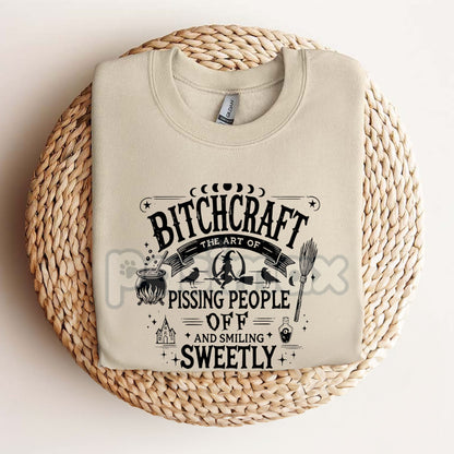 Bitchcraft Adult Humor Casual T-Shirt - Softstyle Halloween Unisex Tee, Witchy Slogan Shirt-Pasimax