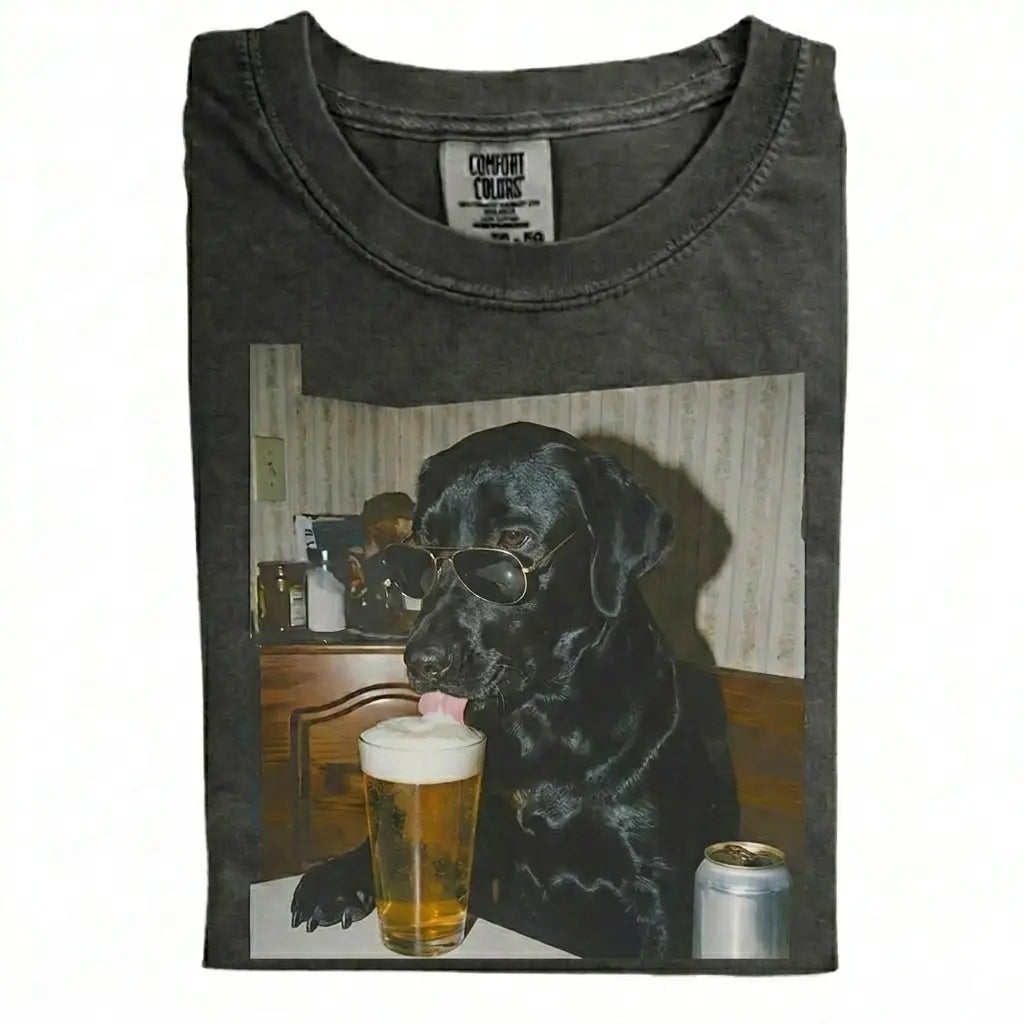 Comfort Colors® Custom Dog Breeds Drinking Beer T-Shirt – Vintage 90s Funny Edgy Dog Meme Tee, Aesthetic Retro Brewery Lover Dog Dad Gift Top