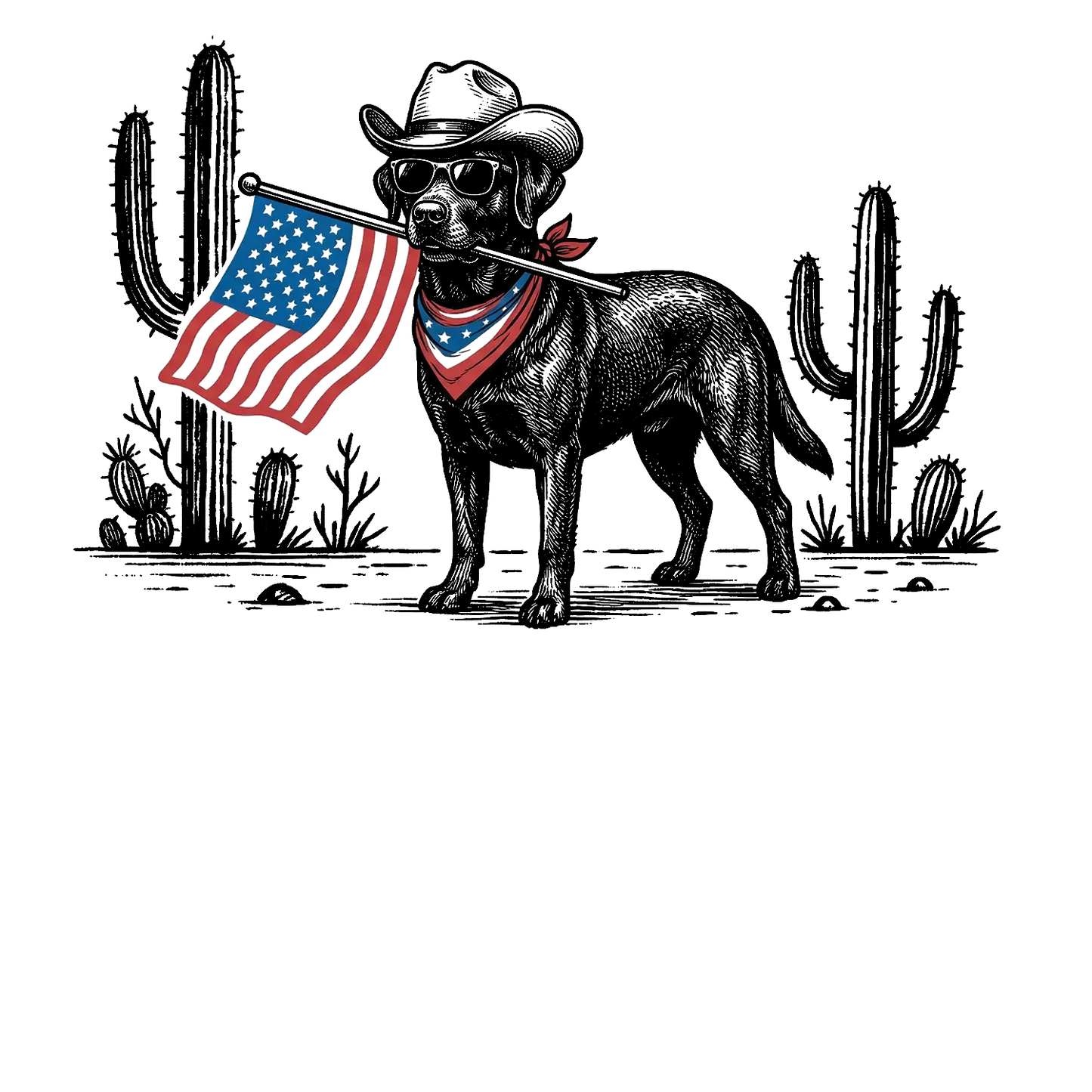 Comfort Colors® Patriotic Western Dog T-Shirt – 50+ Dog Breeds, Cowboy Hat & USA Flag Graphic Tee, Retro 4th of July Dog Lover Gift, Semiquincentennial 2026 Shirt