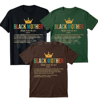 Black Mother Definition T-Shirt – African American Mom Graphic Tee, Remastered Heavy Cotton Mother's Day Top, Soft Lived-In Heavyweight Melanin Queen Shirt, Made in USA-Pasimax