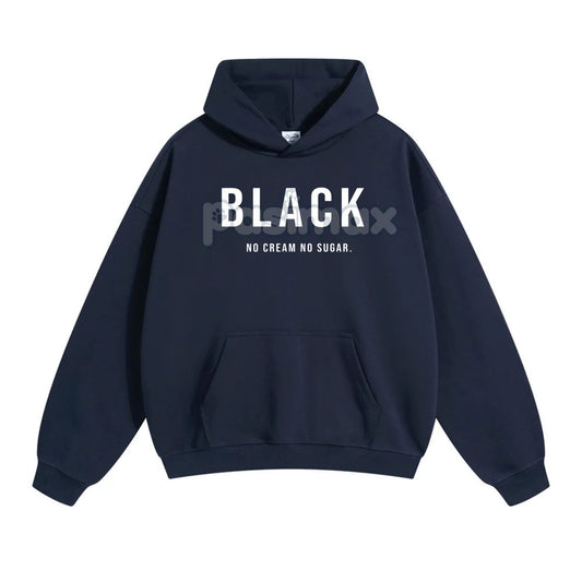 Black No Cream No Sugar Hoodie – Minimalist Coffee Lover Pullover, No-Nonsense Attitude Apparel-Pasimax