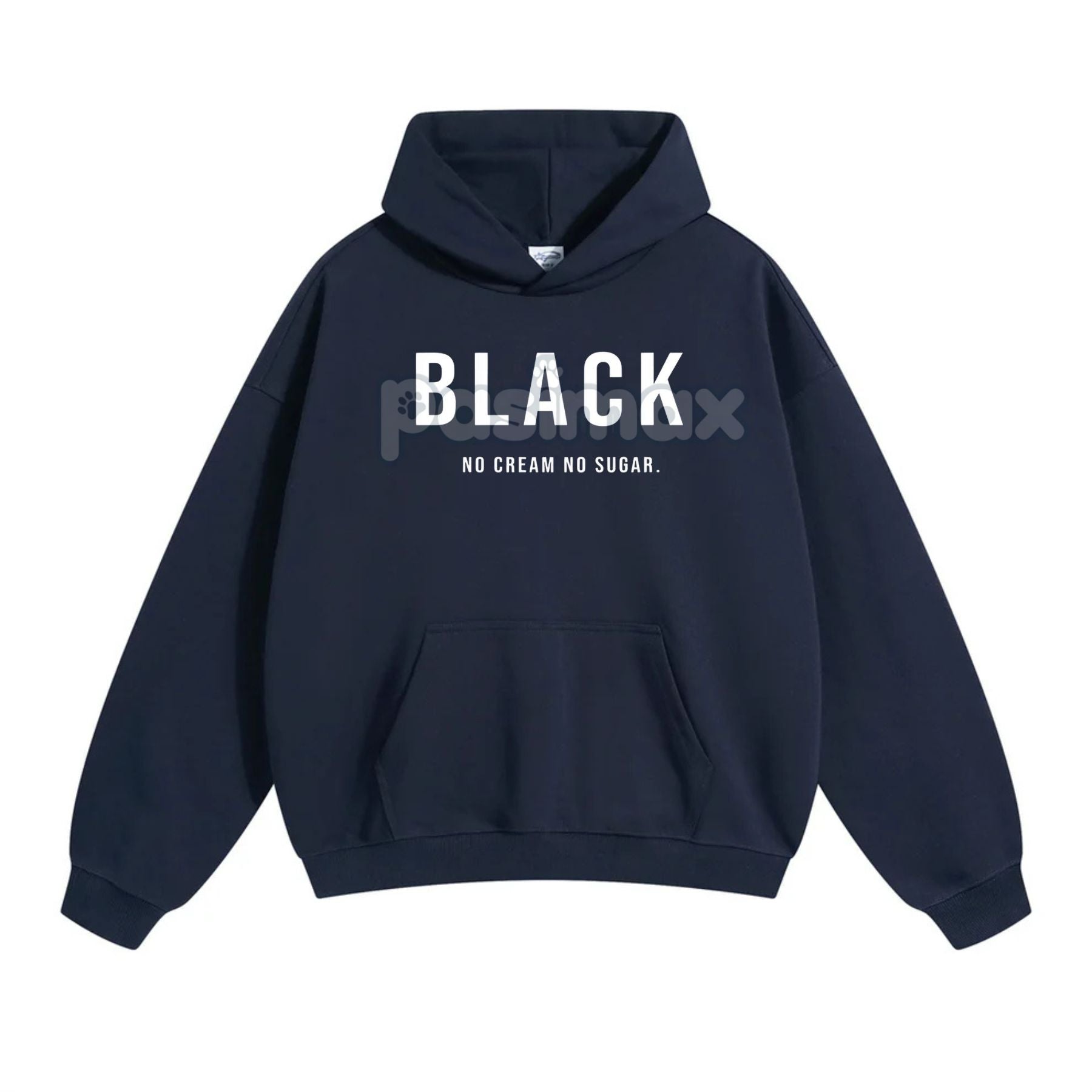 Black No Cream No Sugar Hoodie – Minimalist Coffee Lover Pullover, No-Nonsense Attitude Apparel-Pasimax