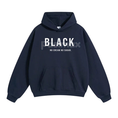 Black No Cream No Sugar Hoodie – Minimalist Coffee Lover Pullover, No-Nonsense Attitude Apparel-Pasimax