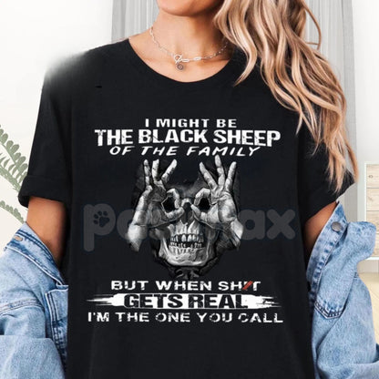 "Black Sheep of the Family" Skull with OK Print T-Shirt - Funny Rebel Slogan Tee, Unisex Edgy Graphic Apparel, Ironic Statement Shirt-Pasimax