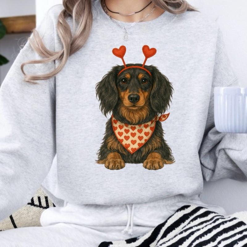 Valentine's Dog Sweatshirt | My Dog is My Valentine Crewneck | Retro Puppy Heart Graphic Jumper | Dog Mom Valentine's Day Gift