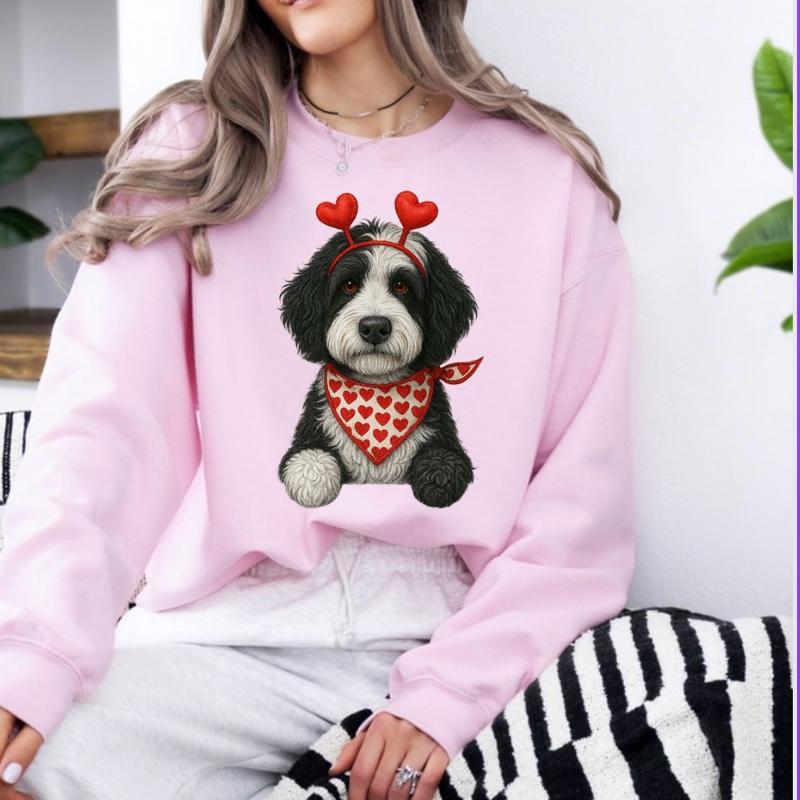 Valentine's Dog Sweatshirt | My Dog is My Valentine Crewneck | Retro Puppy Heart Graphic Jumper | Dog Mom Valentine's Day Gift