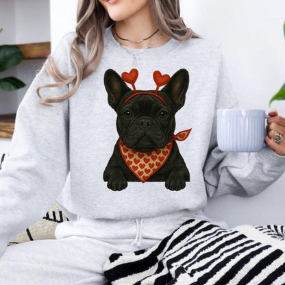 Valentine's Dog Sweatshirt | My Dog is My Valentine Crewneck | Retro Puppy Heart Graphic Jumper | Dog Mom Valentine's Day Gift