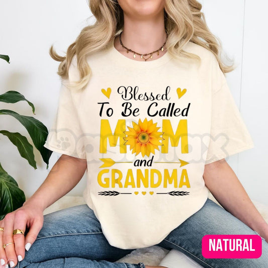 "Blessed To Be Called Mom And Grandma" T-Shirt – Cool Mother's Day Graphic Tee, Remastered Heavy Cotton Matriarch Top, Soft Lived-In Heavyweight Family Legacy Shirt, Made in USA-Pasimax