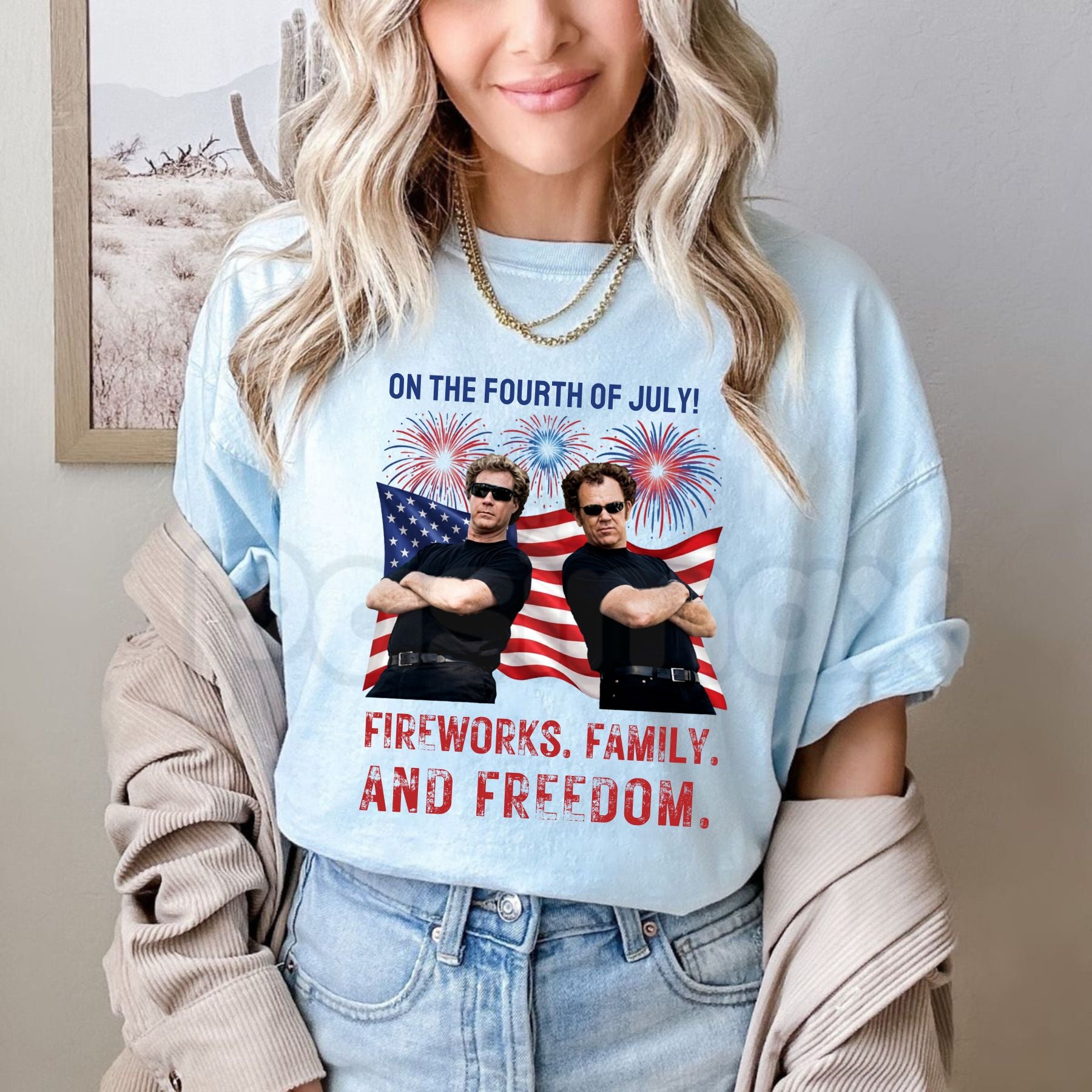 "Boats Hoes and Freedom" 4th of July T-Shirt – Funny Patriotic Nautical Graphic Tee, Premium 100% Cotton Independence Day Party Top, Soft Lived-In Heavyweight Summer Lake Life Shirt, Made in USA-Pasimax