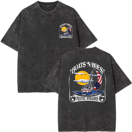 Boats N Hoez Summer Step T-Shirt – Unisex Graphic Tee Print Top, Casual Streetwear Gifts-Pasimax