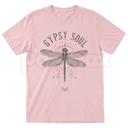 Boho Dragonfly Shirt Women Gypsy Soul Graphic Tee – Whimsical Botanical Meadow T-Shirt, Cottagecore Wanderlust Aesthetic Unisex Floral Top-Pasimax