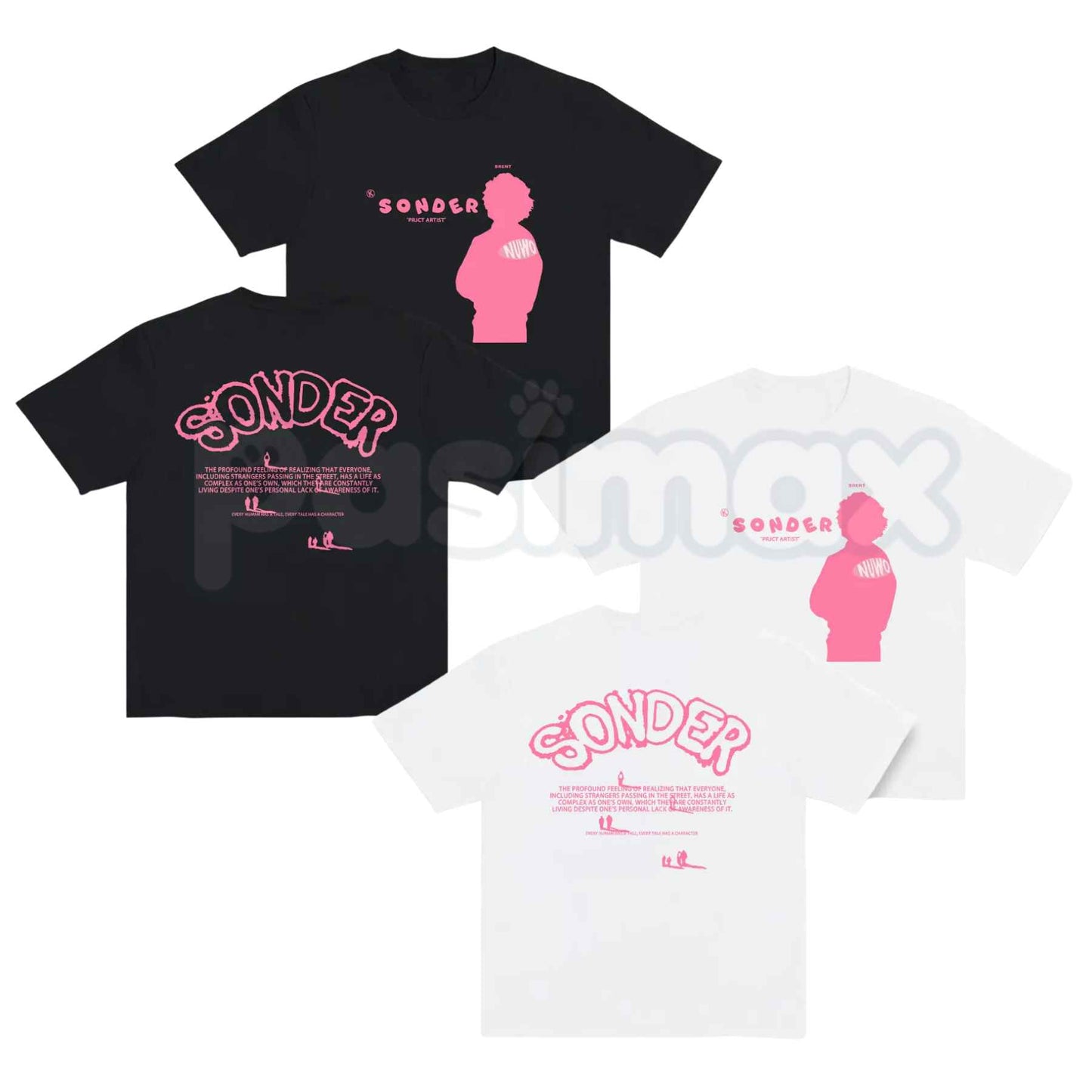 Bold Pink Sonder Lettering Geometric Print Rap Shirt – Modern Streetwear Graphic Tee, Minimalist Aesthetic Urban Unisex Hip Hop Fashion Shirt-Pasimax