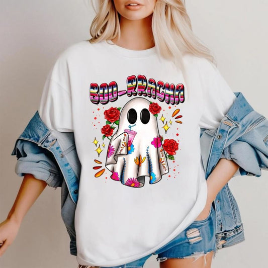 Boo-zy Ghost Halloween T-Shirt - Funny Spooky Season Party Tee, Cute Graphic Apparel-Pasimax