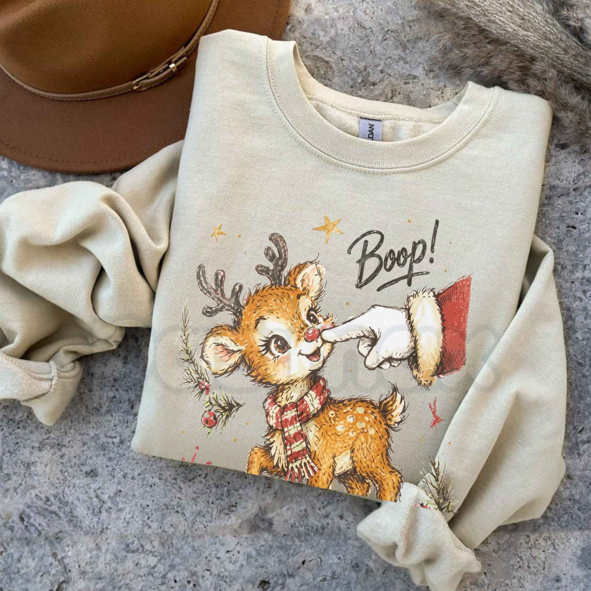 Boop Deer Graphic Sweatshirt | Cute Vintage Woodland Animal Crewneck-Pasimax
