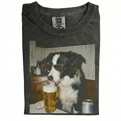 Comfort Colors® Custom Dog Breeds Drinking Beer T-Shirt – Vintage 90s Funny Edgy Dog Meme Tee, Aesthetic Retro Brewery Lover Dog Dad Gift Top
