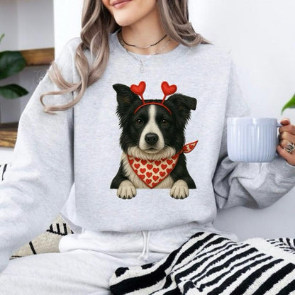 Valentine's Dog Sweatshirt | My Dog is My Valentine Crewneck | Retro Puppy Heart Graphic Jumper | Dog Mom Valentine's Day Gift