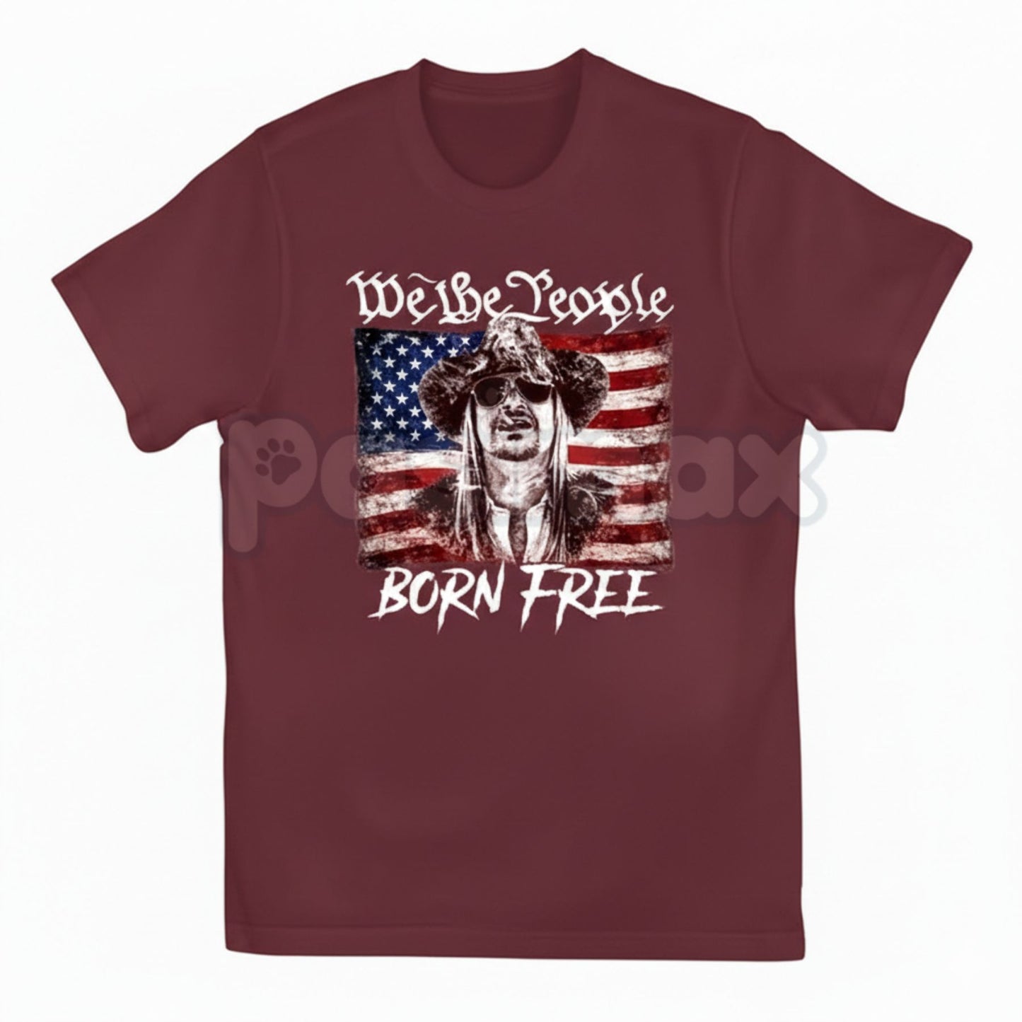 "Born Free" Classic American Flag T-Shirt - Heritage USA Graphic Tee, Premium Heavyweight 100% Cotton Patriotic Shirt, Old School Americana Style Top, Traditional Liberty & Freedom Apparel, High-Quality Made in USA Statement Shirt-Pasimax
