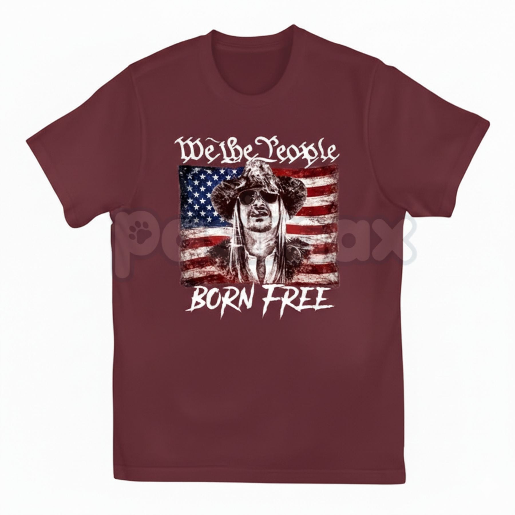 "Born Free" Classic American Flag T-Shirt - Heritage USA Graphic Tee, Premium Heavyweight 100% Cotton Patriotic Shirt, Old School Americana Style Top, Traditional Liberty & Freedom Apparel, High-Quality Made in USA Statement Shirt-Pasimax