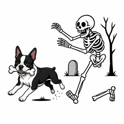 Comfort Colors® Dog Breeds Halloween Skeleton T-Shirt – Funny Spooky Season Pet Lover Graphic Tee, Retro Aesthetic Dog Costume Unisex Top