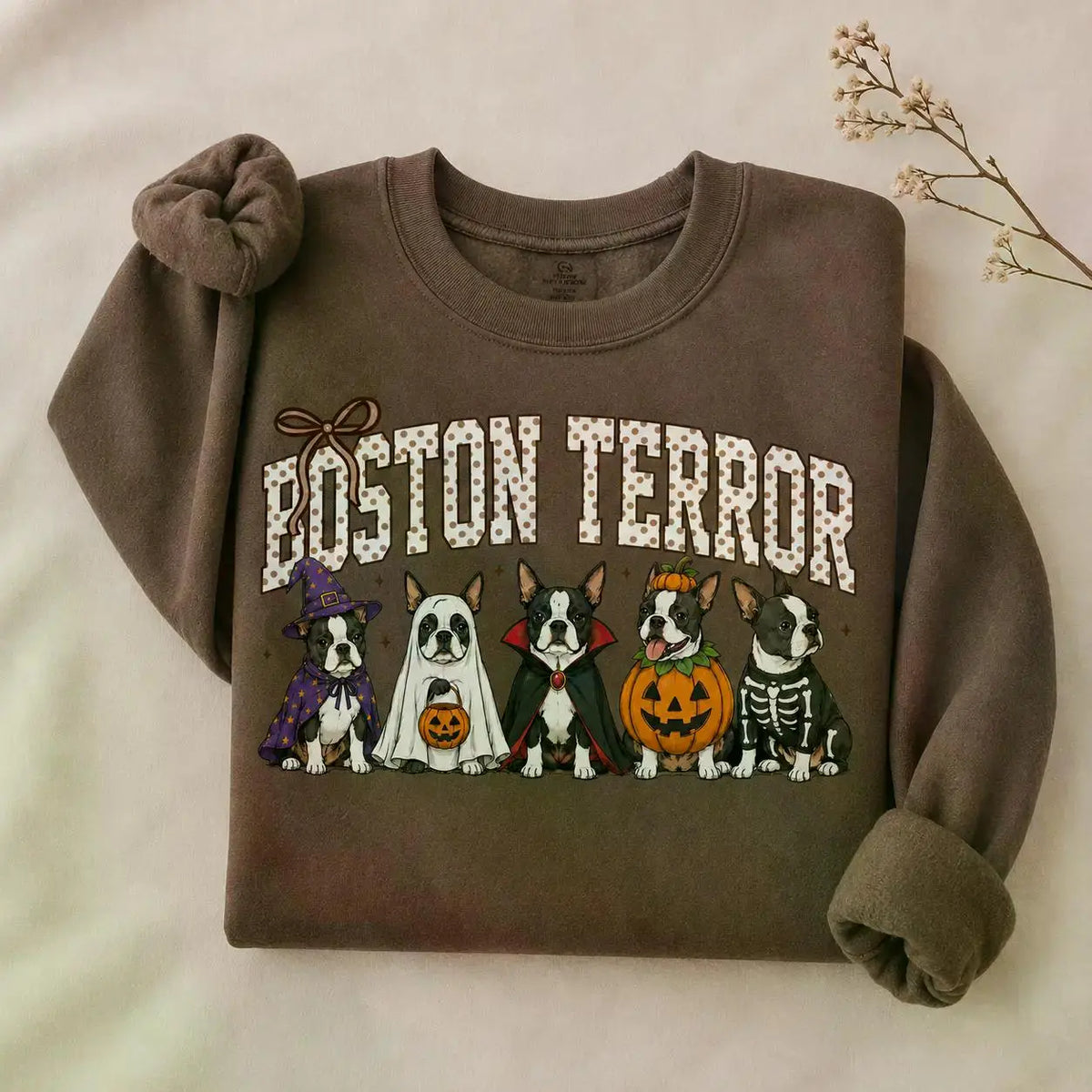 Dark Chocolate 30+ Halloween Dog Breeds Sweatshirt | Dog Mom Fall Crewneck