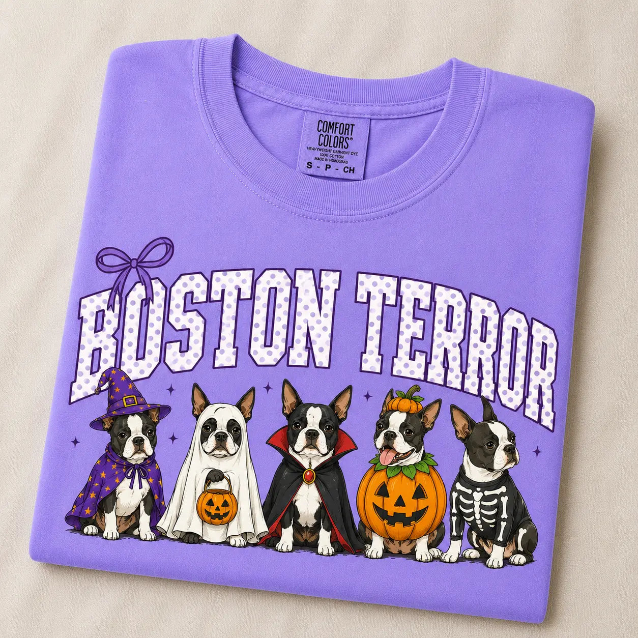 Comfort Colors® Dog Breeds Halloween T-Shirt – Funny Dog Mom Spooky Season Graphic Tee, Vintage Pet Lover Unisex Top