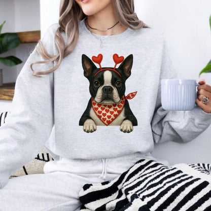 Valentine's Dog Sweatshirt | My Dog is My Valentine Crewneck | Retro Puppy Heart Graphic Jumper | Dog Mom Valentine's Day Gift