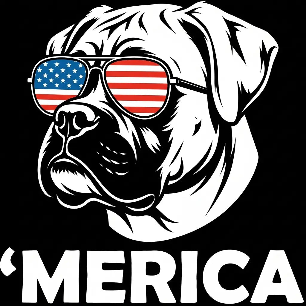 Comfort Colors® Patriotic Dog 4th of July T-Shirt – Funny "Merica" Golden Retriever & Australian Shepherd Shirt, Retro Independence Day Dog Lover Tee