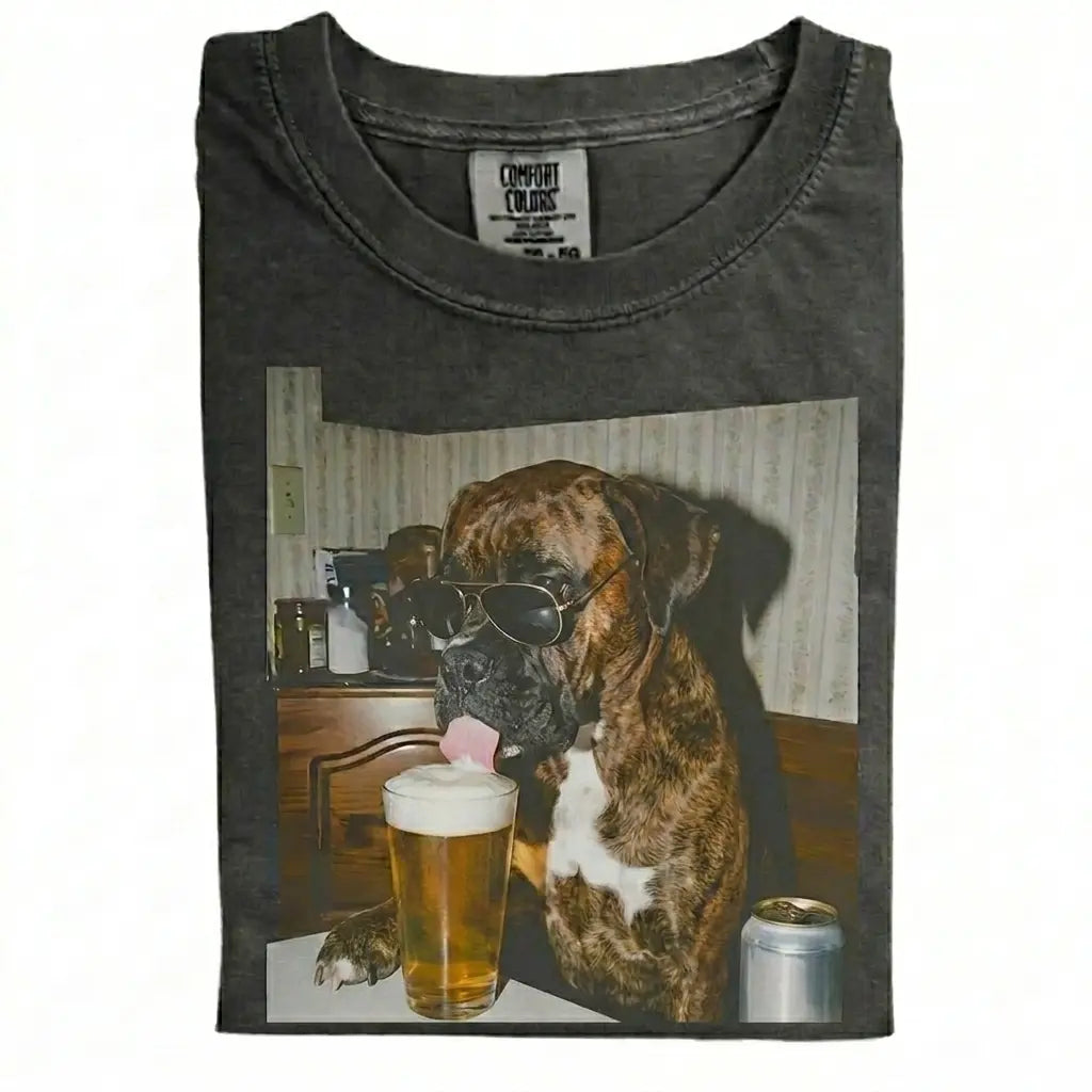 Comfort Colors® Custom Dog Breeds Drinking Beer T-Shirt – Vintage 90s Funny Edgy Dog Meme Tee, Aesthetic Retro Brewery Lover Dog Dad Gift Top