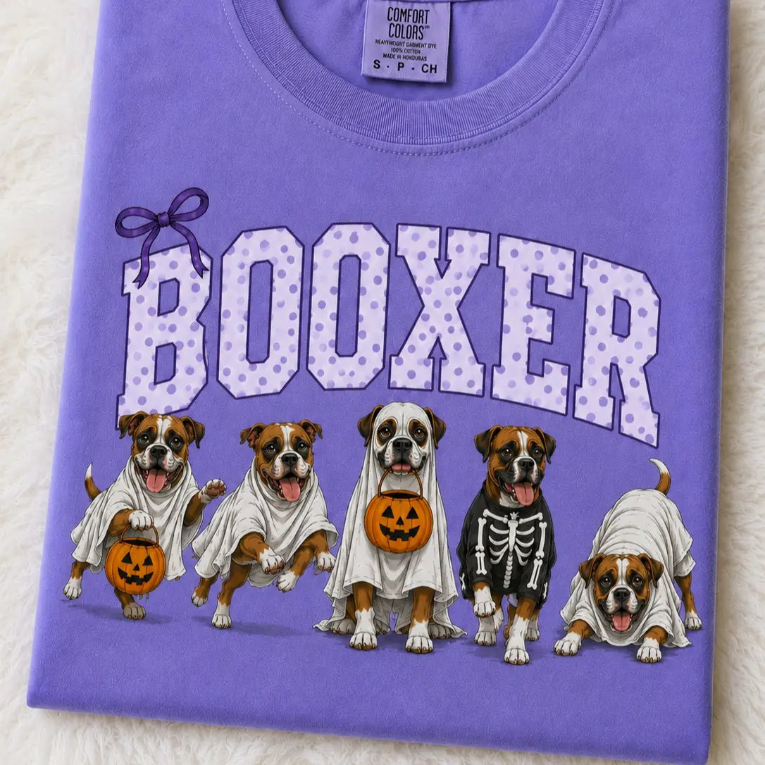 Comfort Colors® Dog Breeds Halloween T-Shirt – Funny Dog Mom Spooky Season Graphic Tee, Vintage Pet Lover Unisex Top