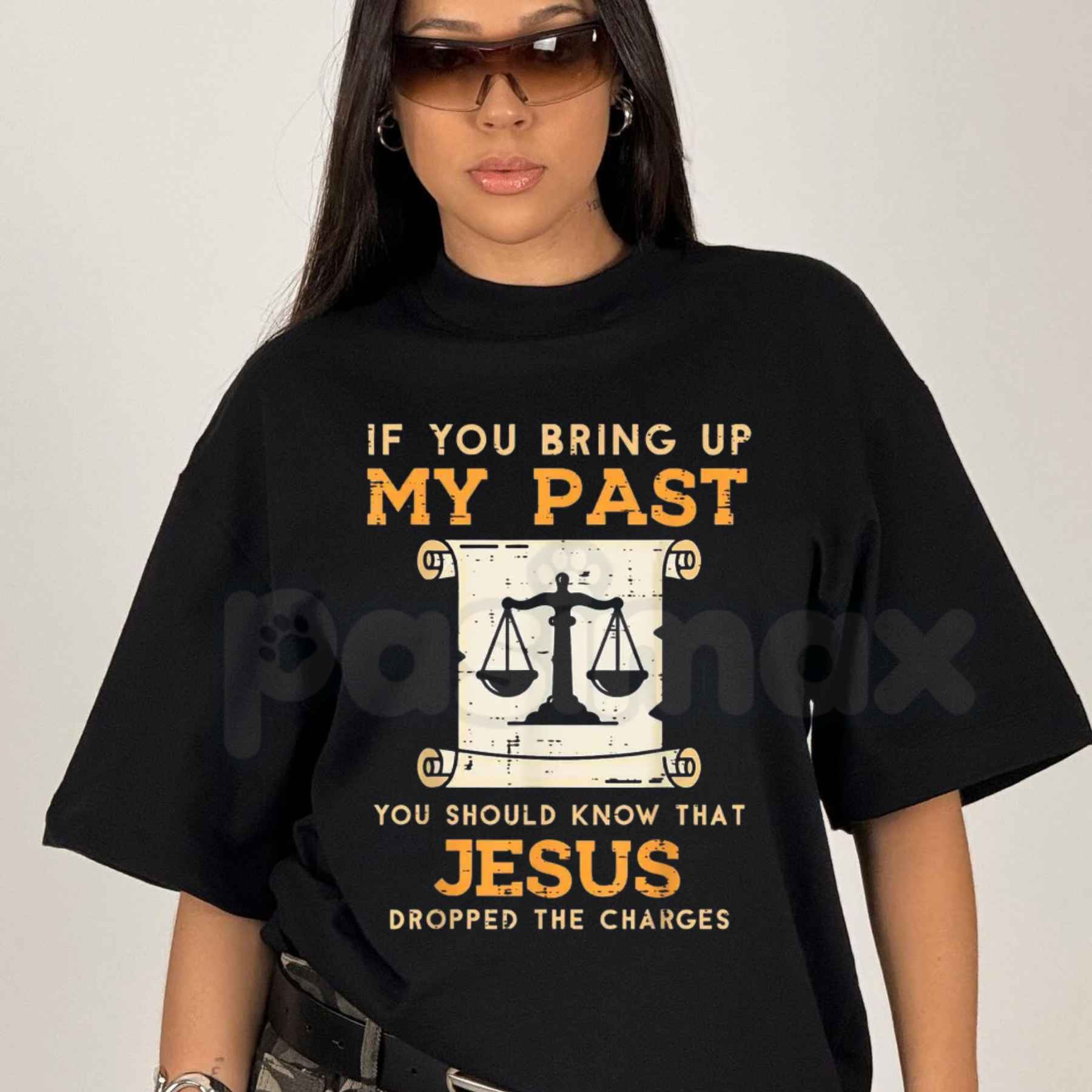 Bring Up My Past Jesus Drop Charges T-Shirt – Christian Faith Grace Unisex Cotton Graphic Tee-Pasimax