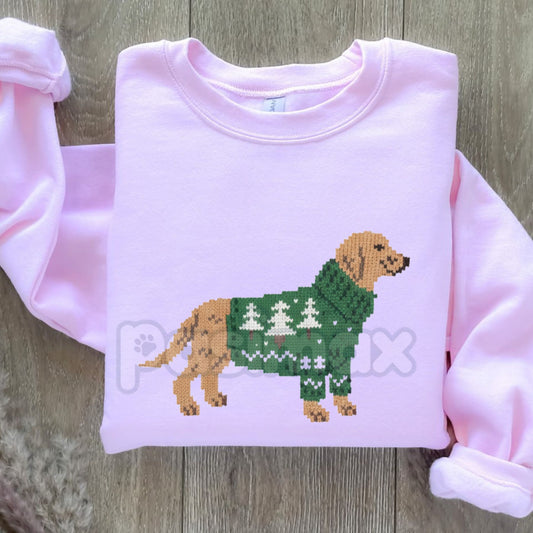 Brinkley Dog in Holiday Sweater Pullover – Cute Festive Pet Graphic Sweatshirt-Pasimax
