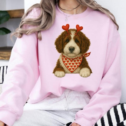 Valentine's Dog Sweatshirt | My Dog is My Valentine Crewneck | Retro Puppy Heart Graphic Jumper | Dog Mom Valentine's Day Gift