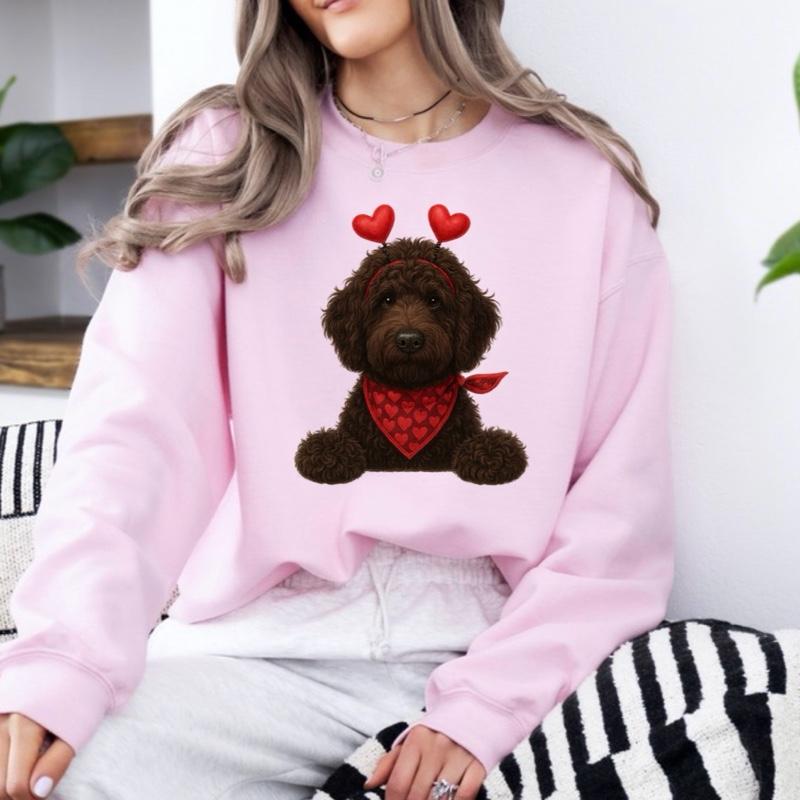Valentine's Dog Sweatshirt | My Dog is My Valentine Crewneck | Retro Puppy Heart Graphic Jumper | Dog Mom Valentine's Day Gift