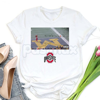 Buckeye Ohio Snow T-Shirt - Ohio State Buckeyes Winter Fan Tee, Midwest Cold Weather Apparel, OSU Seasonal Graphic Shirt-Pasimax