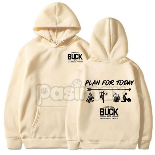 Buckingham Logo "Plan For Today" Hoodie – Daily Agenda Slogan Pullover, Brand & Lifestyle Apparel, Unisex-Pasimax
