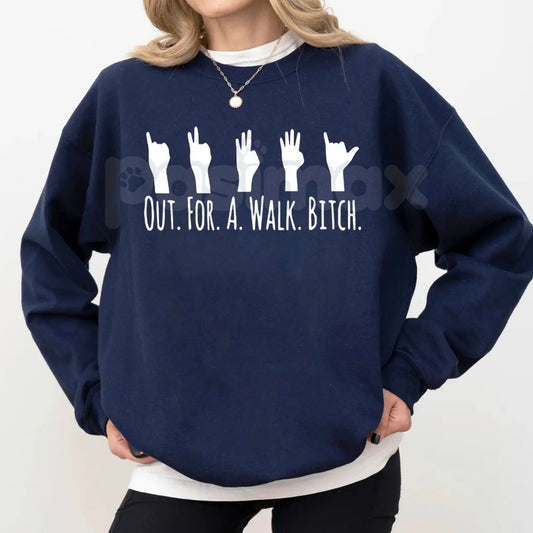Buffy The Vampire Slayer Sweatshirt | Out For A Walk Btch Spike Crewneck | Retro 90s TV Show Jumper | Sunnydale High Graphic Pullover | Sassy Vampire Quote Shirt | Vintage Horror Aesthetic Top-Pasimax