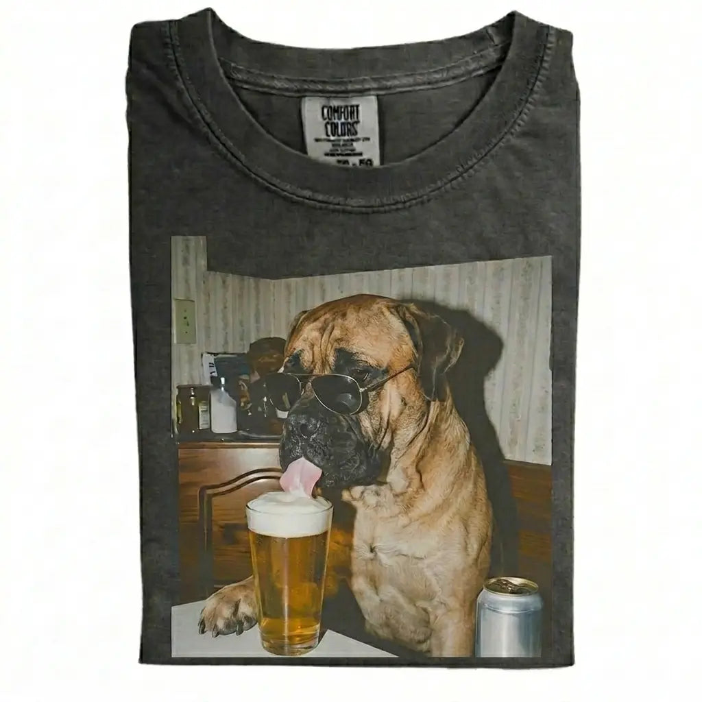 Comfort Colors® Custom Dog Breeds Drinking Beer T-Shirt – Vintage 90s Funny Edgy Dog Meme Tee, Aesthetic Retro Brewery Lover Dog Dad Gift Top
