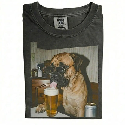 Comfort Colors® Custom Dog Breeds Drinking Beer T-Shirt – Vintage 90s Funny Edgy Dog Meme Tee, Aesthetic Retro Brewery Lover Dog Dad Gift Top